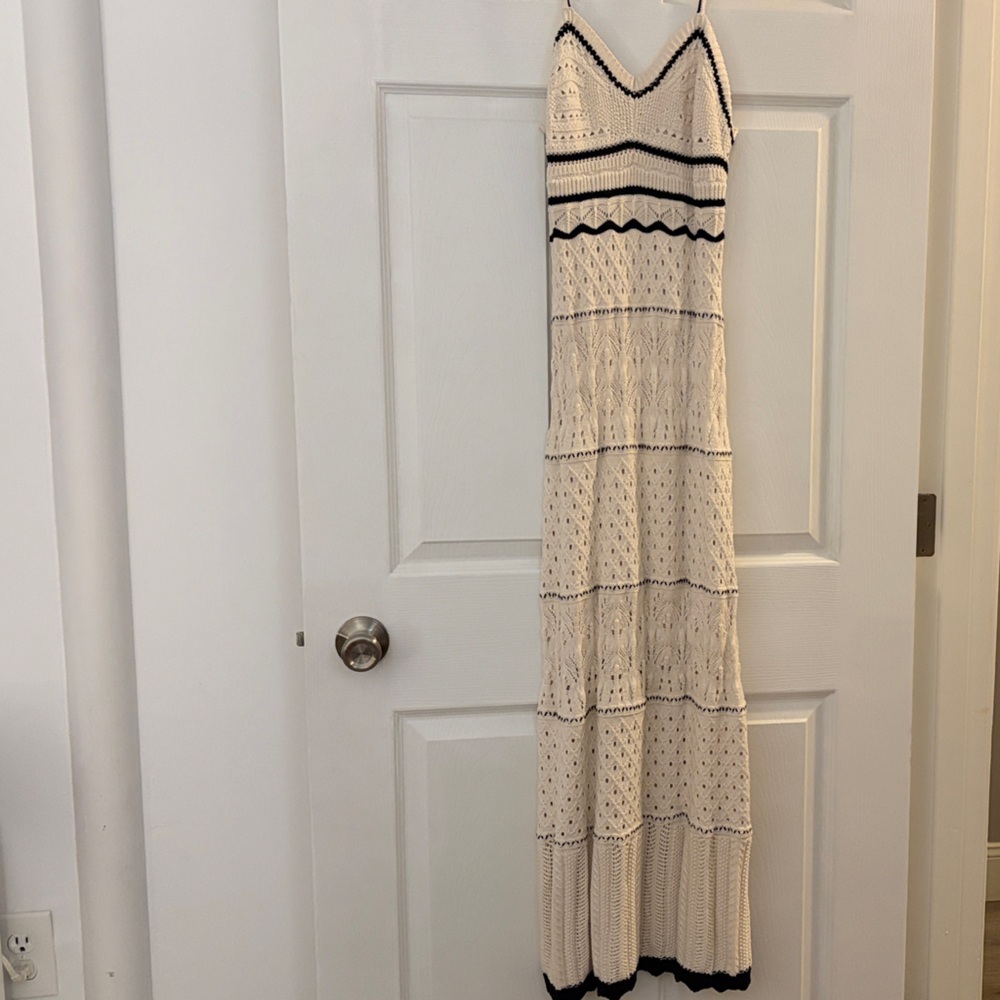 Olive & Oak Cream and Black Crochet Maxi Dress